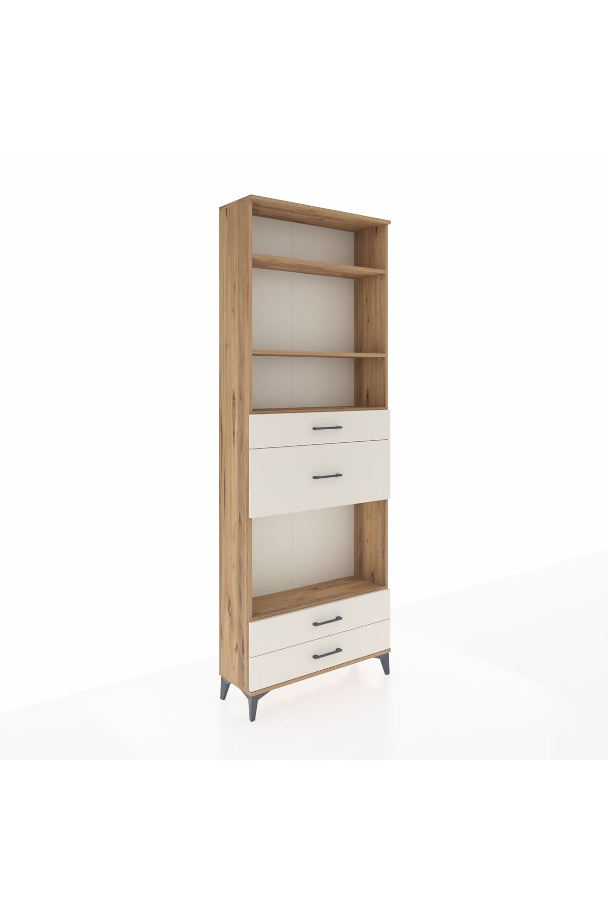 Arges Dolap 4 Raflı 4 Çekmeceli 88x30x243 Çam-Aytaşı