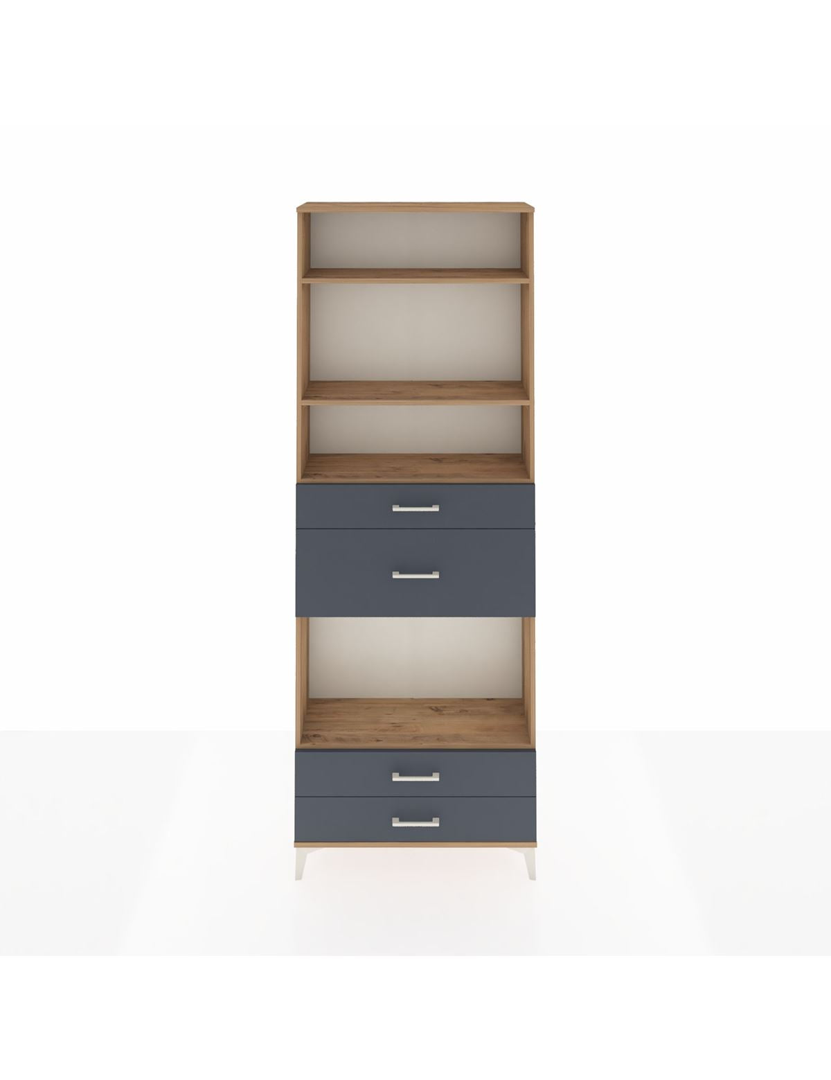 Arges Dolap 4 Raflı 4 Çekmeceli 88x30x243 Çam-Antrasit