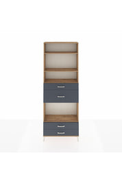 Arges Dolap 4 Raflı 4 Çekmeceli 88x30x243 Çam-Antrasit