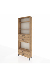 Arges Dolap 4 Raflı 4 Çekmeceli 88x30x243 Çam-Çam