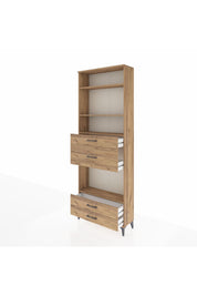 Arges Dolap 4 Raflı 4 Çekmeceli 88x30x243 Çam-Çam