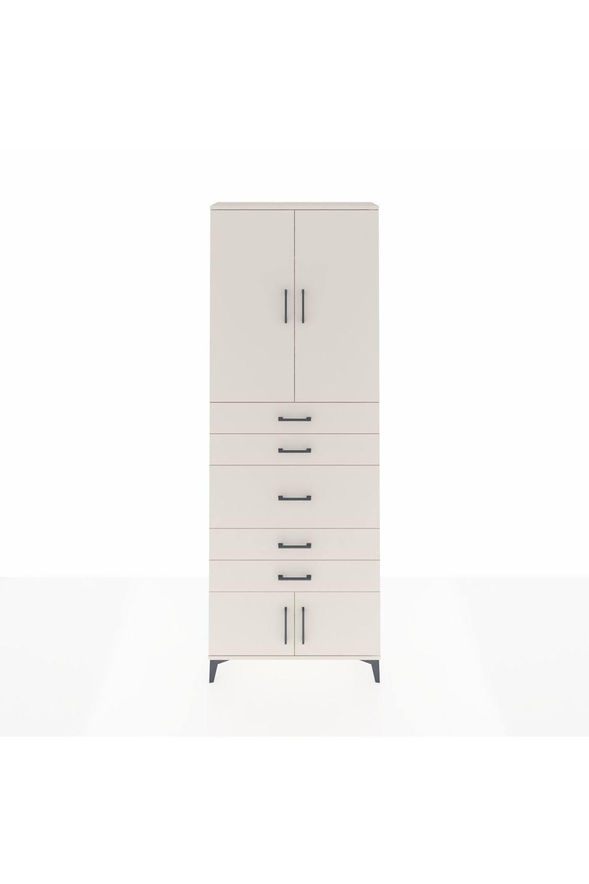 Arges Dolap 3 Raflı 5 Çekmeceli 4 Kapaklı 88x30x243 Aytaşı-Aytaşı