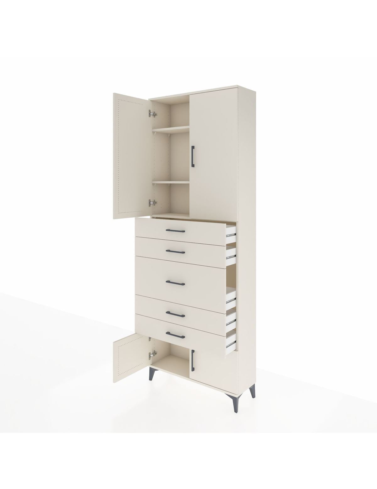 Arges Dolap 3 Raflı 5 Çekmeceli 4 Kapaklı 88x30x243 - S33M097V1A