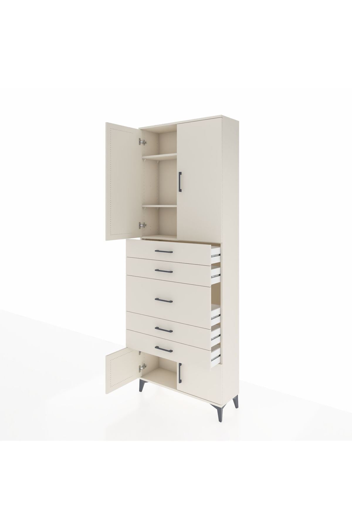 Arges Dolap 3 Raflı 5 Çekmeceli 4 Kapaklı 88x30x243 Aytaşı-Aytaşı