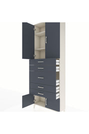 Arges Dolap 3 Raflı 5 Çekmeceli 4 Kapaklı 88x30x243 Aytaşı-Antrasit