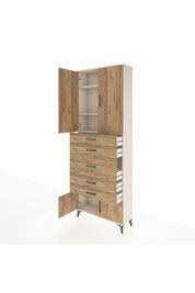 Arges Dolap 3 Raflı 5 Çekmeceli 4 Kapaklı 88x30x243 Aytaşı-Çam