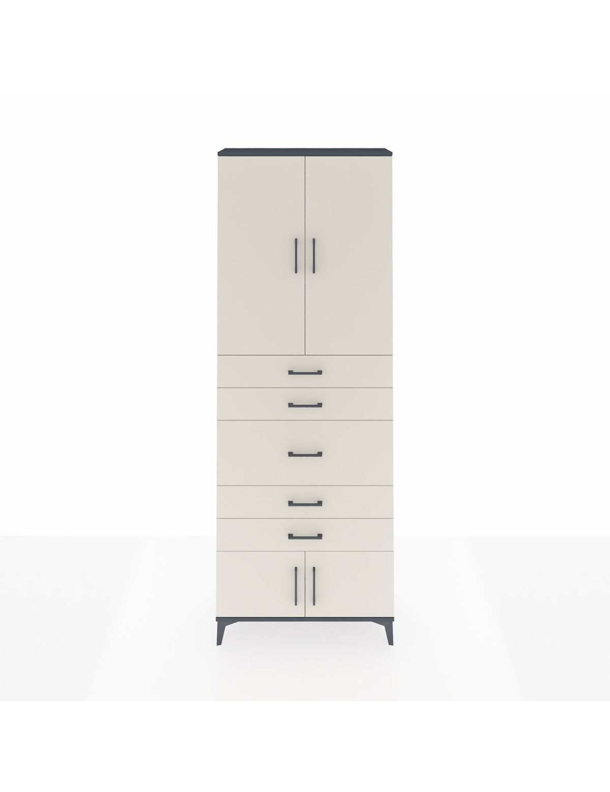 Arges Dolap 3 Raflı 5 Çekmeceli 4 Kapaklı 88x30x243 Antrasit-Aytaşı