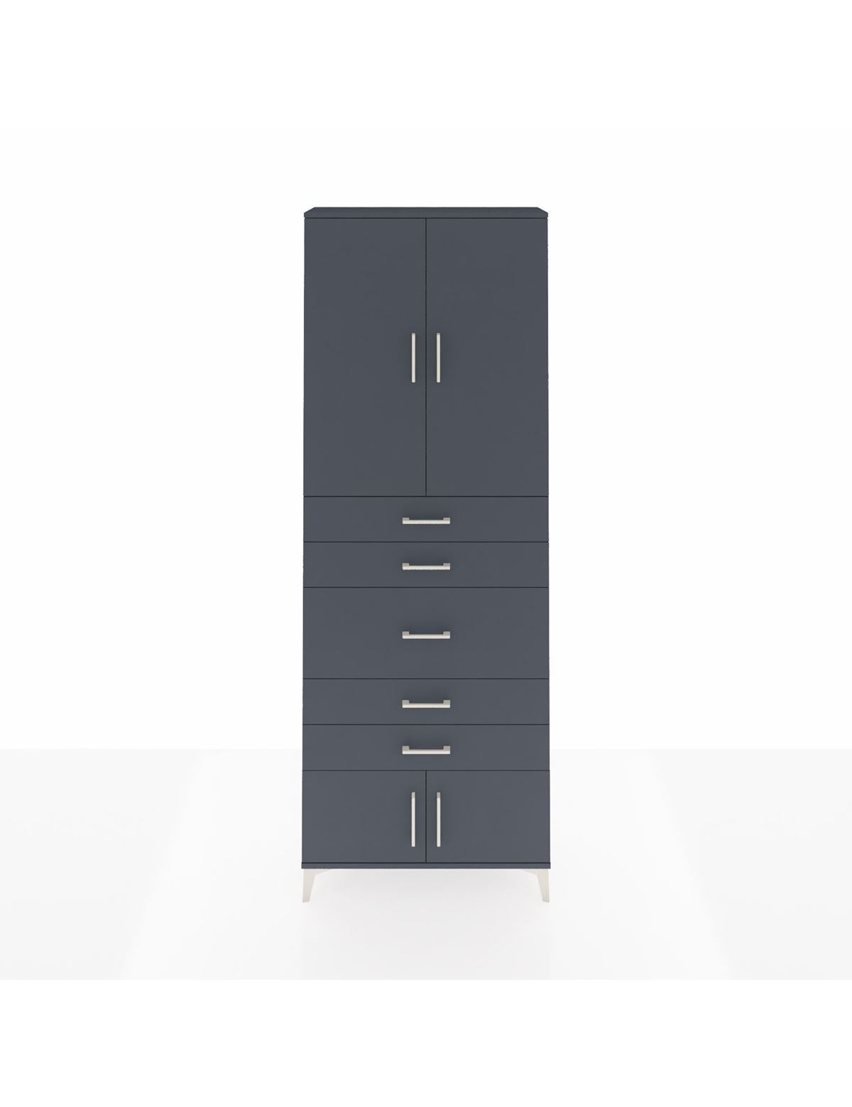 Arges Dolap 3 Raflı 5 Çekmeceli 4 Kapaklı 88x30x243 Antrasit-Antrasit