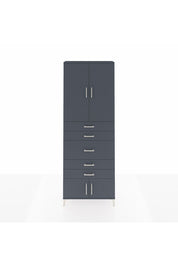 Arges Dolap 3 Raflı 5 Çekmeceli 4 Kapaklı 88x30x243 Antrasit-Antrasit