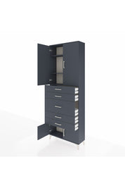 Arges Dolap 3 Raflı 5 Çekmeceli 4 Kapaklı 88x30x243 Antrasit-Antrasit