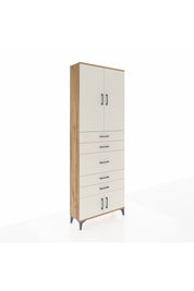 Arges Dolap 3 Raflı 5 Çekmeceli 4 Kapaklı 88x30x243 Çam-Aytaşı
