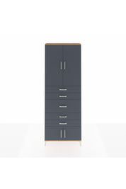 Arges Dolap 3 Raflı 5 Çekmeceli 4 Kapaklı 88x30x243 Çam-Antrasit