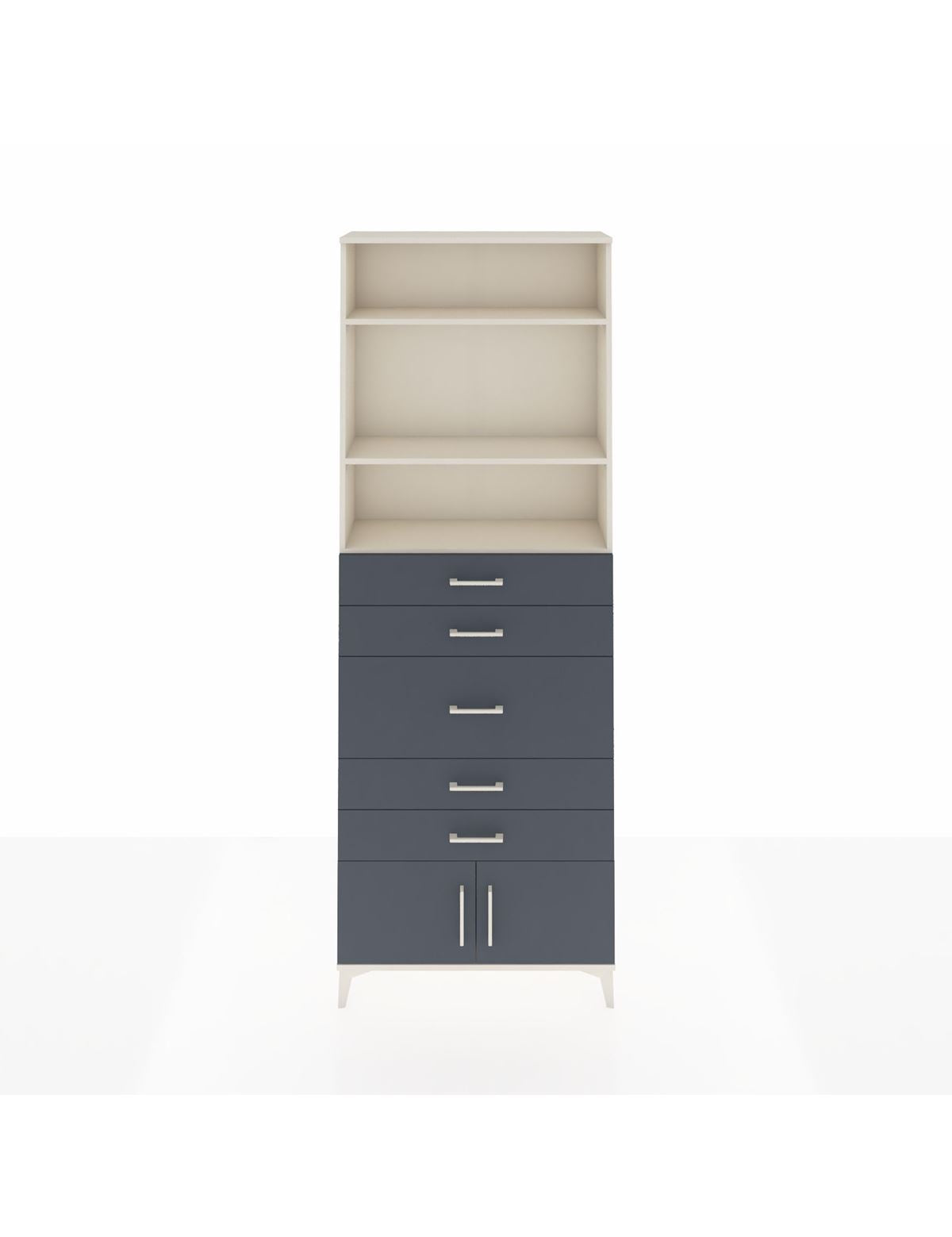 Arges Dolap 3 Raflı 5 Çekmeceli 2 Kapaklı 88x30x243 Aytaşı-Antrasit