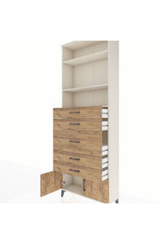 Arges Dolap 3 Raflı 5 Çekmeceli 2 Kapaklı 88x30x243 Aytaşı-Çam