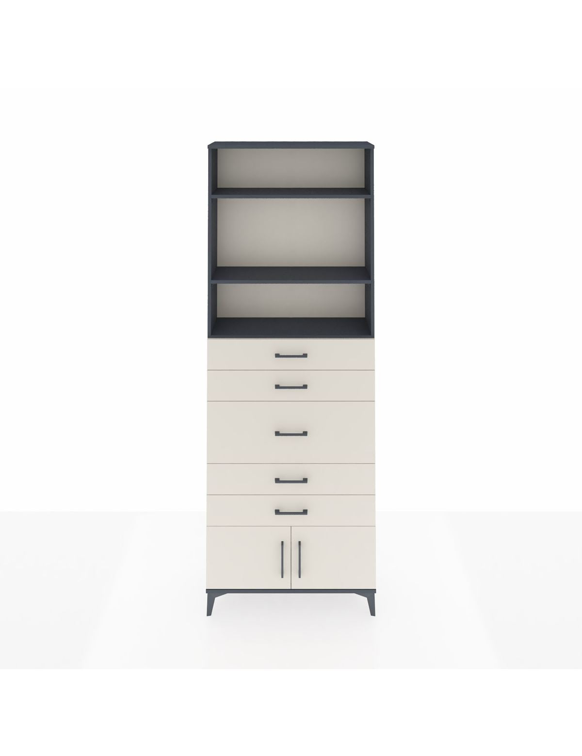 Arges Dolap 3 Raflı 5 Çekmeceli 2 Kapaklı 88x30x243 Antrasit-Aytaşı