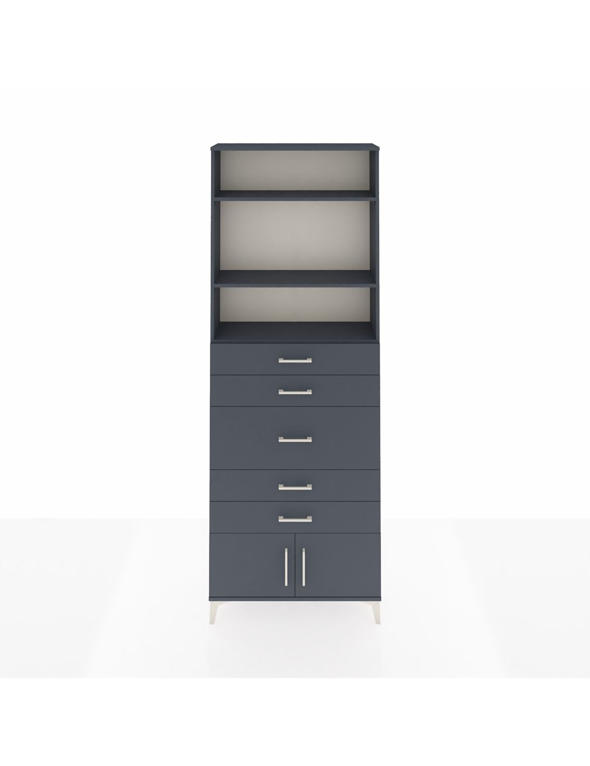 Arges Dolap 3 Raflı 5 Çekmeceli 2 Kapaklı 88x30x243 Antrasit-Antrasit