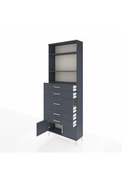 Arges Dolap 3 Raflı 5 Çekmeceli 2 Kapaklı 88x30x243 Antrasit-Antrasit