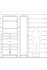 Arges Dolap 3 Raflı 5 Çekmeceli 2 Kapaklı 88x30x243 Antrasit-Antrasit