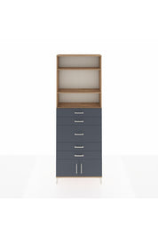 Arges Dolap 3 Raflı 5 Çekmeceli 2 Kapaklı 88x30x243 Çam-Antrasit