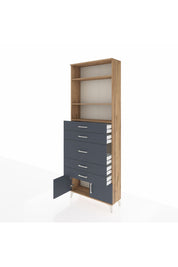 Arges Dolap 3 Raflı 5 Çekmeceli 2 Kapaklı 88x30x243 Çam-Antrasit