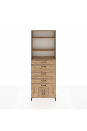 Arges Dolap 3 Raflı 5 Çekmeceli 2 Kapaklı 88x30x243 Çam-Çam