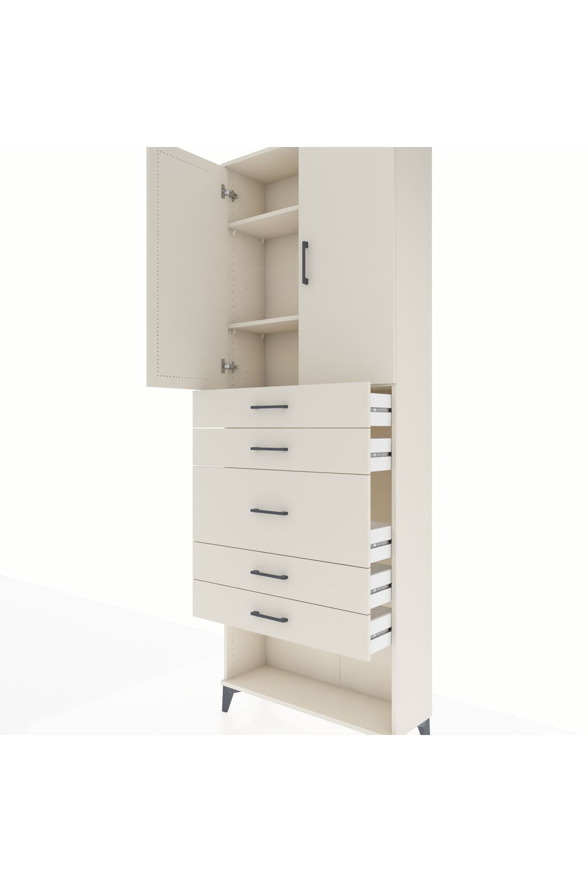 Arges Dolap 3 Raflı 5 Çekmeceli 2 Kapaklı 88x30x243 Aytaşı-Aytaşı