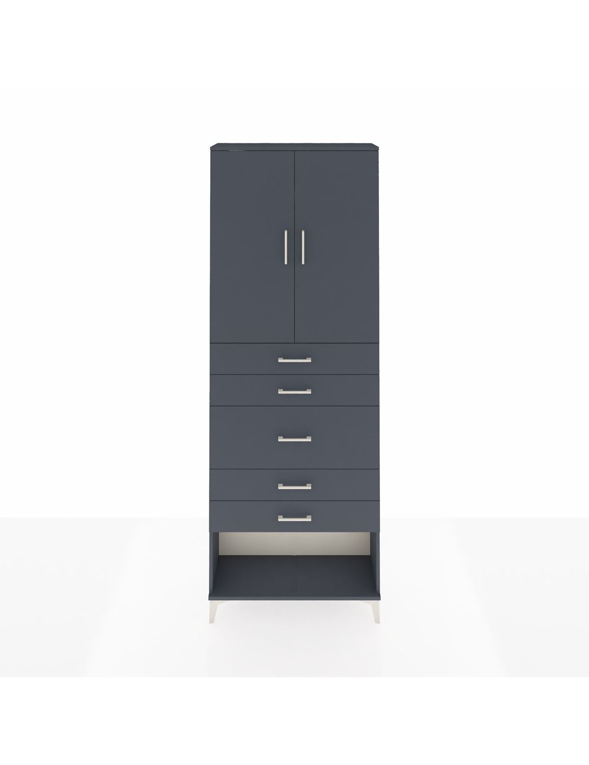 Arges Dolap 3 Raflı 5 Çekmeceli 2 Kapaklı 88x30x243 Antrasit-Antrasit