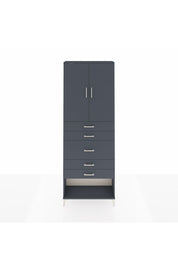 Arges Dolap 3 Raflı 5 Çekmeceli 2 Kapaklı 88x30x243 Antrasit-Antrasit