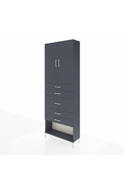 Arges Dolap 3 Raflı 5 Çekmeceli 2 Kapaklı 88x30x243 Antrasit-Antrasit