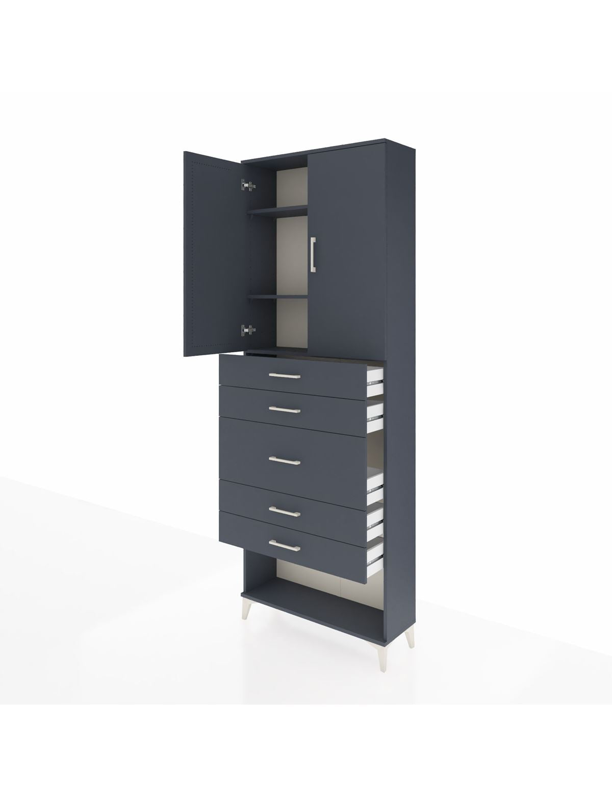 Arges Dolap 3 Raflı 5 Çekmeceli 2 Kapaklı 88x30x243 - S33M099V5A