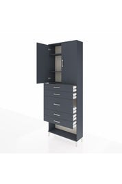 Arges Dolap 3 Raflı 5 Çekmeceli 2 Kapaklı 88x30x243 Antrasit-Antrasit