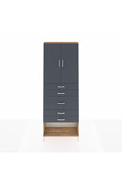 Arges Dolap 3 Raflı 5 Çekmeceli 2 Kapaklı 88x30x243 Çam-Antrasit