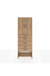 Arges Dolap 3 Raflı 5 Çekmeceli 2 Kapaklı 88x30x243 Çam-Çam