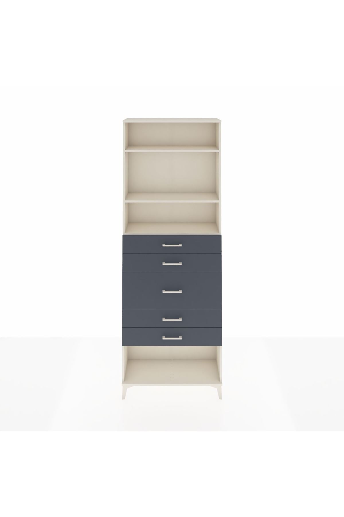 Arges Dolap 3 Raflı 5 Çekmeceli 88x30x243 Aytaşı-Antrasit