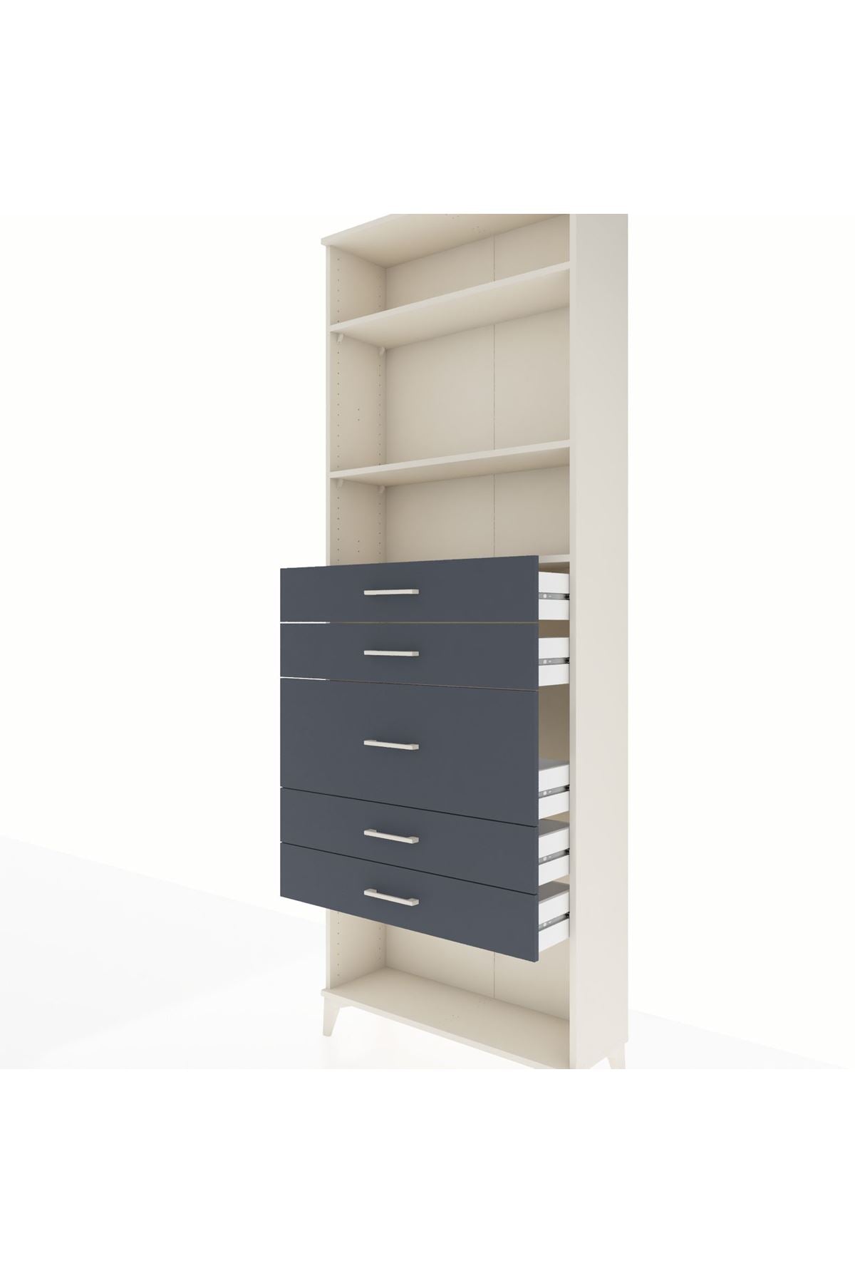 Arges Dolap 3 Raflı 5 Çekmeceli 88x30x243 Aytaşı-Antrasit