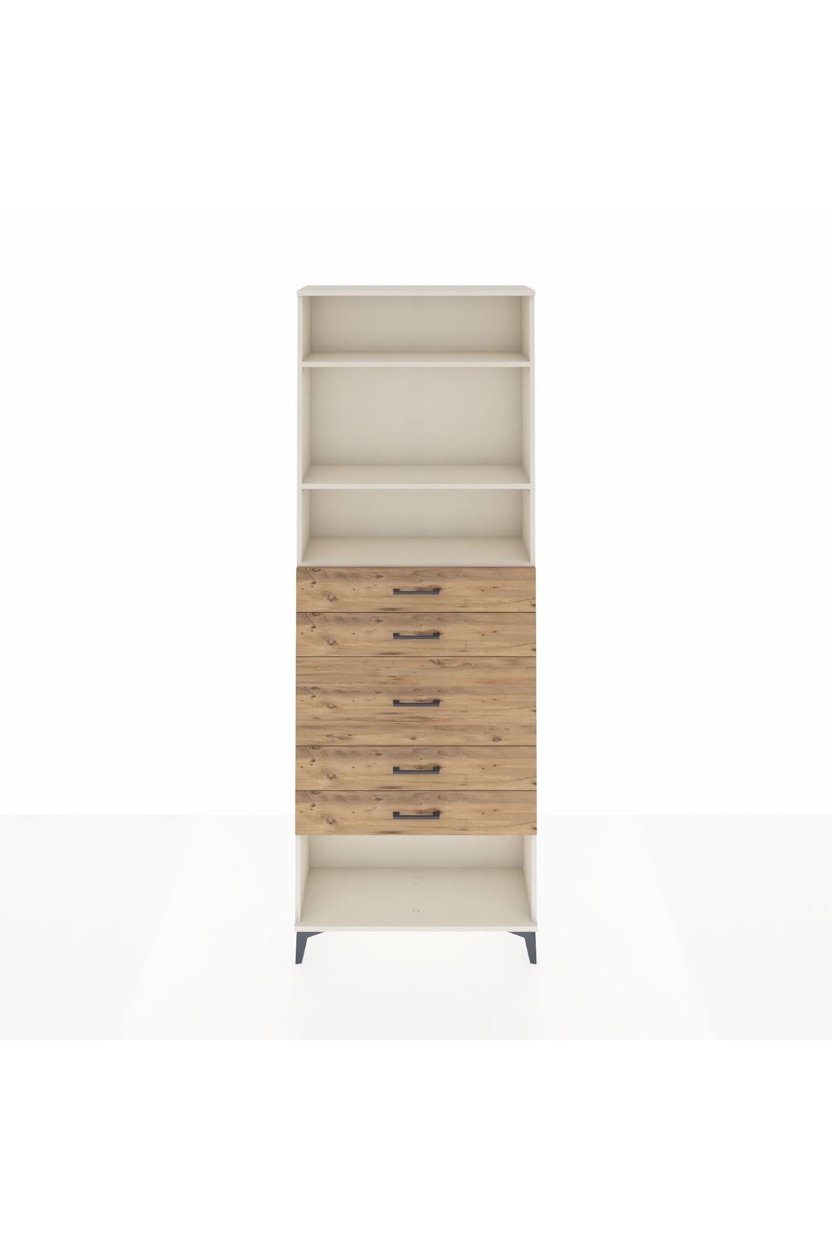 Arges Dolap 3 Raflı 5 Çekmeceli 88x30x243 Aytaşı-Çam