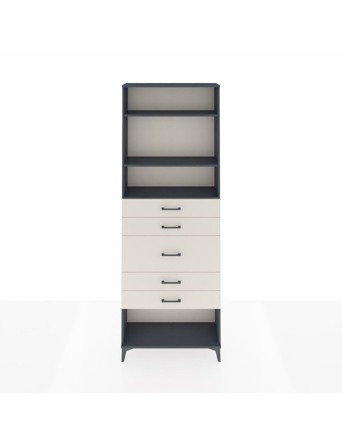 Arges Dolap 3 Raflı 5 Çekmeceli 88x30x243 Antrasit-Aytaşı