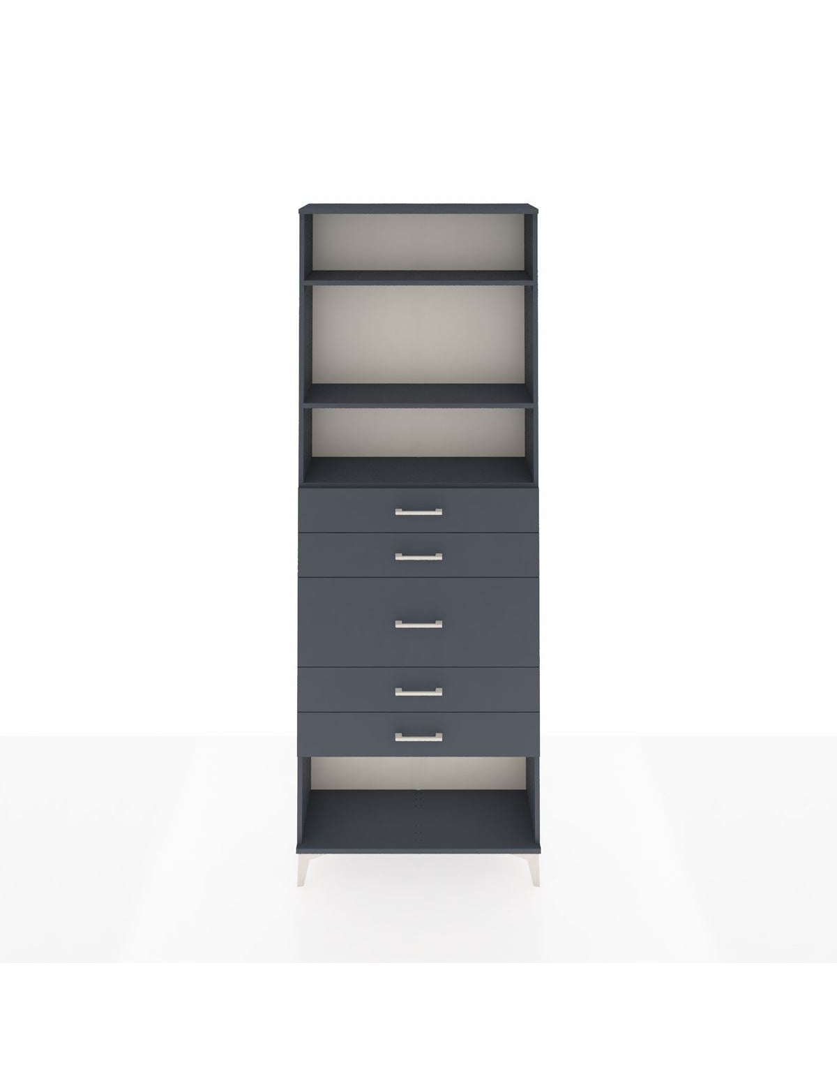 Arges Dolap 3 Raflı 5 Çekmeceli 88x30x243 Antrasit-Antrasit