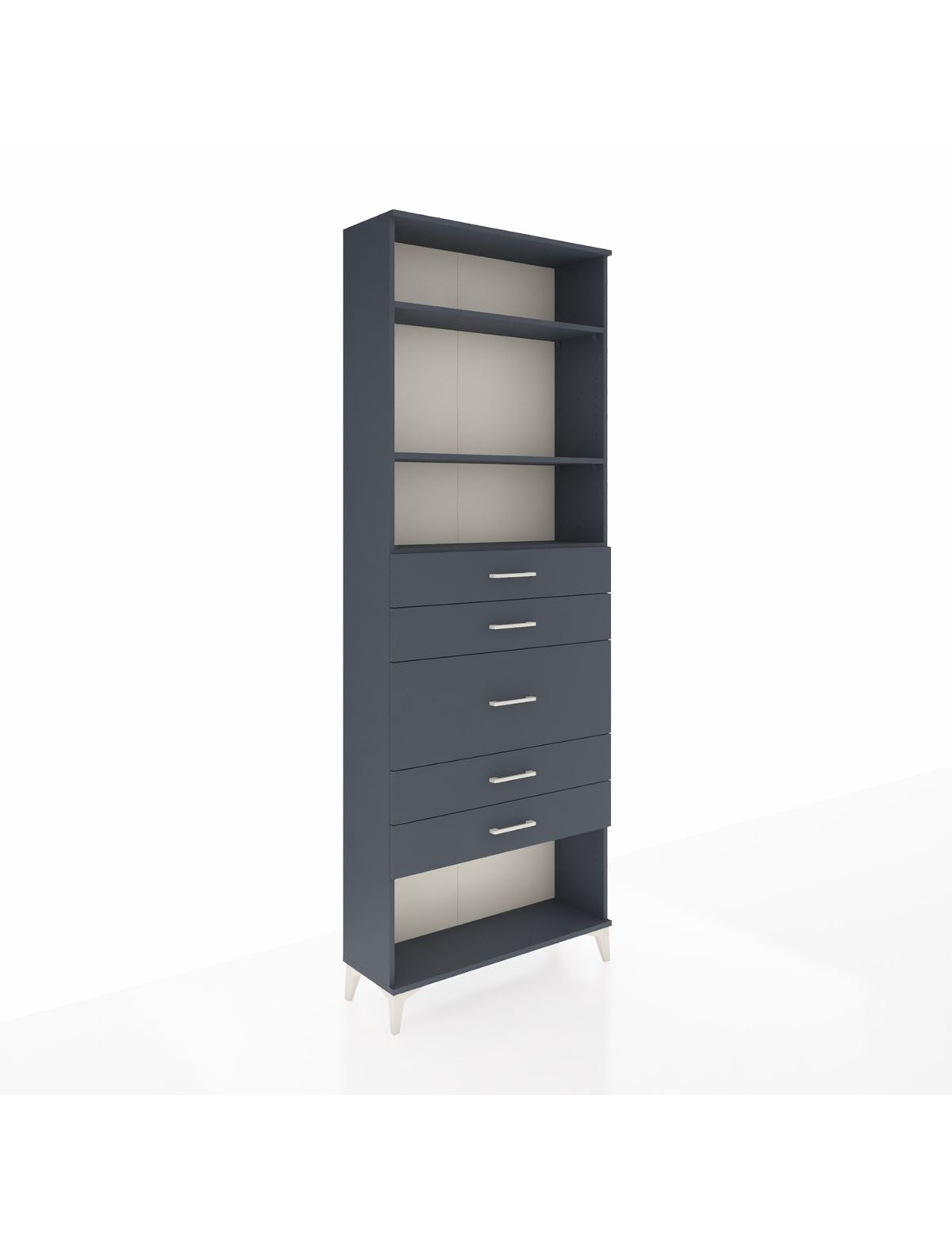 Arges Dolap 3 Raflı 5 Çekmeceli 88x30x243 Antrasit-Antrasit