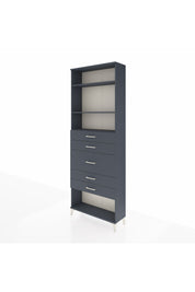 Arges Dolap 3 Raflı 5 Çekmeceli 88x30x243 Antrasit-Antrasit