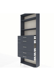 Arges Dolap 3 Raflı 5 Çekmeceli 88x30x243 Antrasit-Antrasit