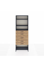 Arges Dolap 3 Raflı 5 Çekmeceli 88x30x243 Antrasit-Çam