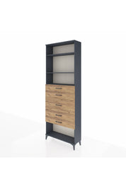 Arges Dolap 3 Raflı 5 Çekmeceli 88x30x243 Antrasit-Çam