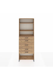 Arges Dolap 3 Raflı 5 Çekmeceli 88x30x243 Çam-Çam