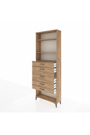 Arges Dolap 3 Raflı 5 Çekmeceli 88x30x243 Çam-Çam