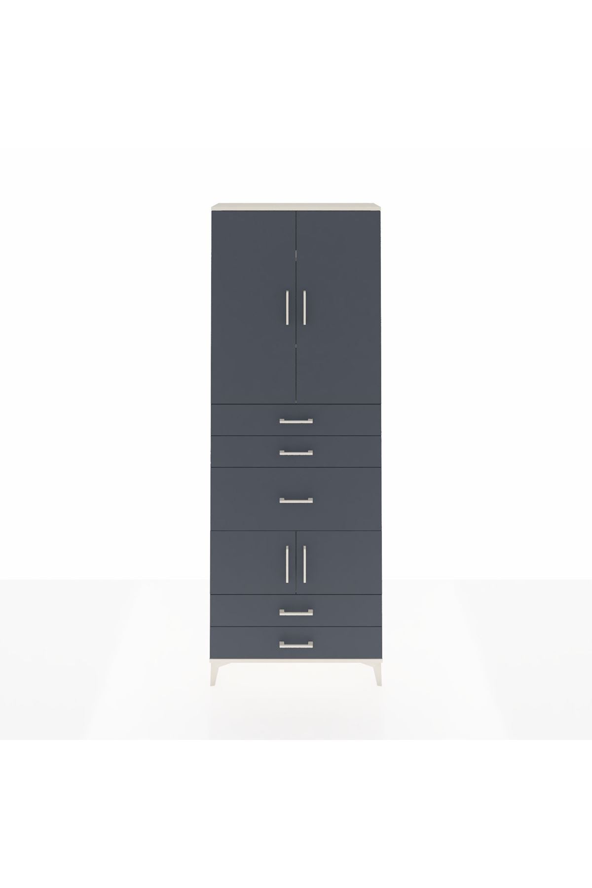 Arges Dolap 4 Raflı 5 Çekmeceli 4 Kapaklı 88x30x243 Aytaşı-Antrasit