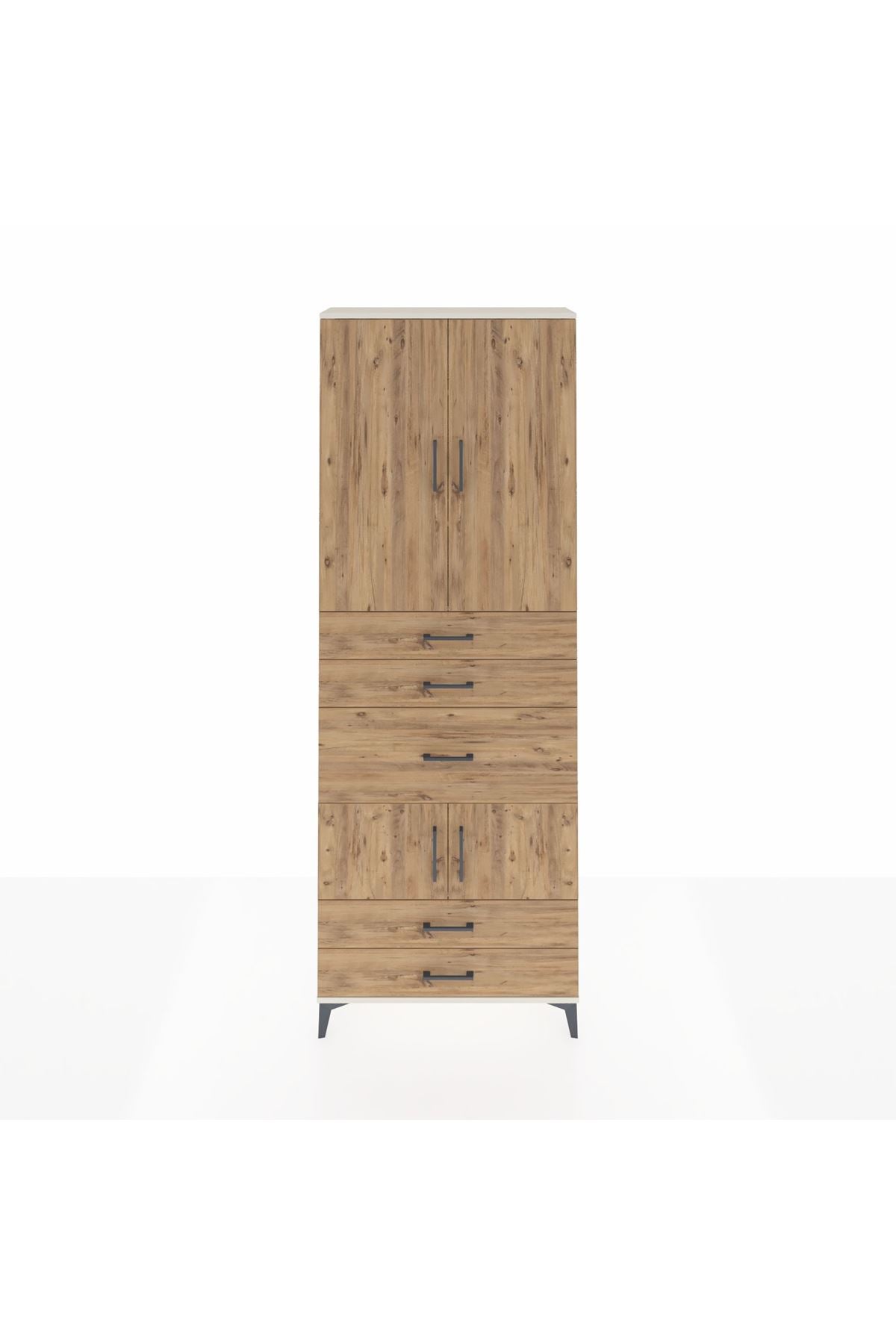 Arges Dolap 4 Raflı 5 Çekmeceli 4 Kapaklı 88x30x243 Aytaşı-Çam