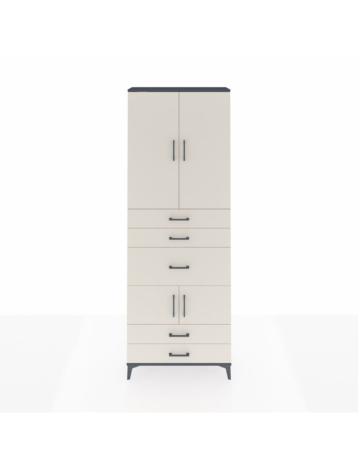 Arges Dolap 4 Raflı 5 Çekmeceli 4 Kapaklı 88x30x243 Antrasit-Aytaşı