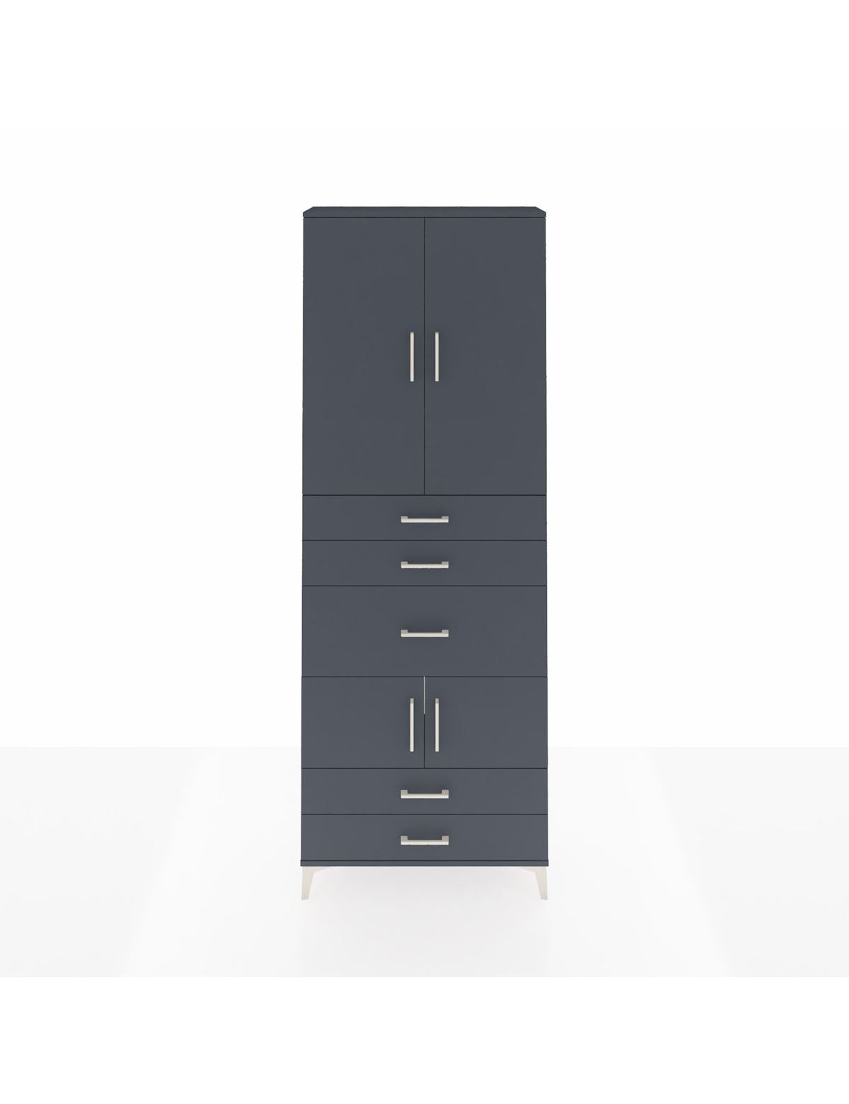 Arges Dolap 4 Raflı 5 Çekmeceli 4 Kapaklı 88x30x243 Antrasit-Antrasit