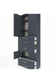 Arges Dolap 4 Raflı 5 Çekmeceli 4 Kapaklı 88x30x243 Antrasit-Antrasit